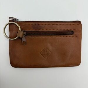 Princess Gardner Leather Zip Brown Coin Pouch Wallet Extra Pocket Keyring